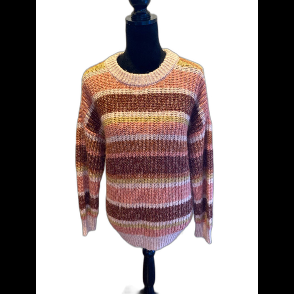 So‎ Womens Striped Sweater Extra Soft Loose Knit Size Small Measures like Large